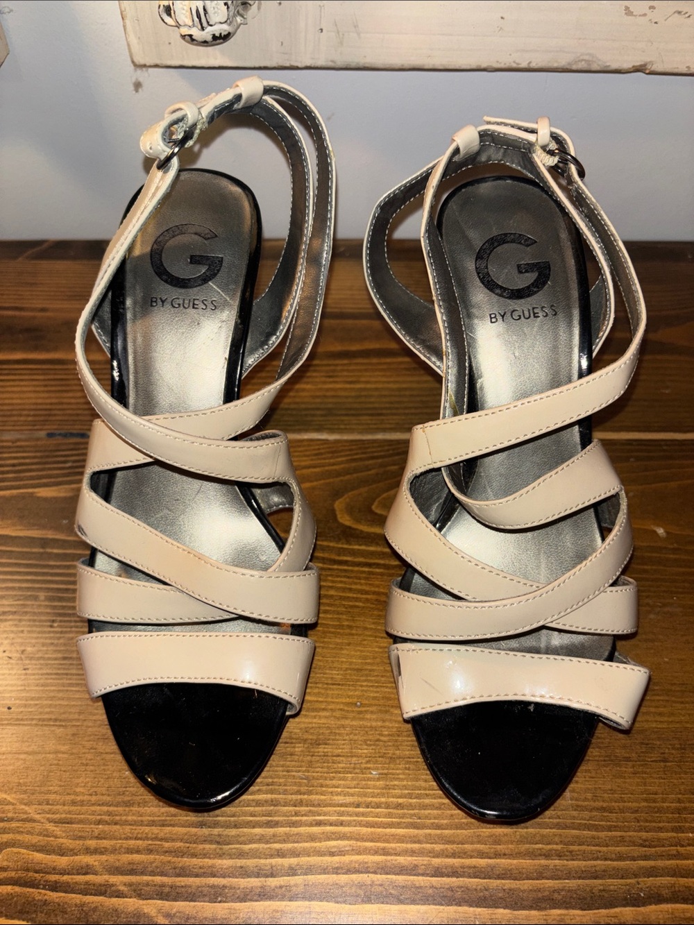 G by Guess Beige Strappy Heeled Sandals